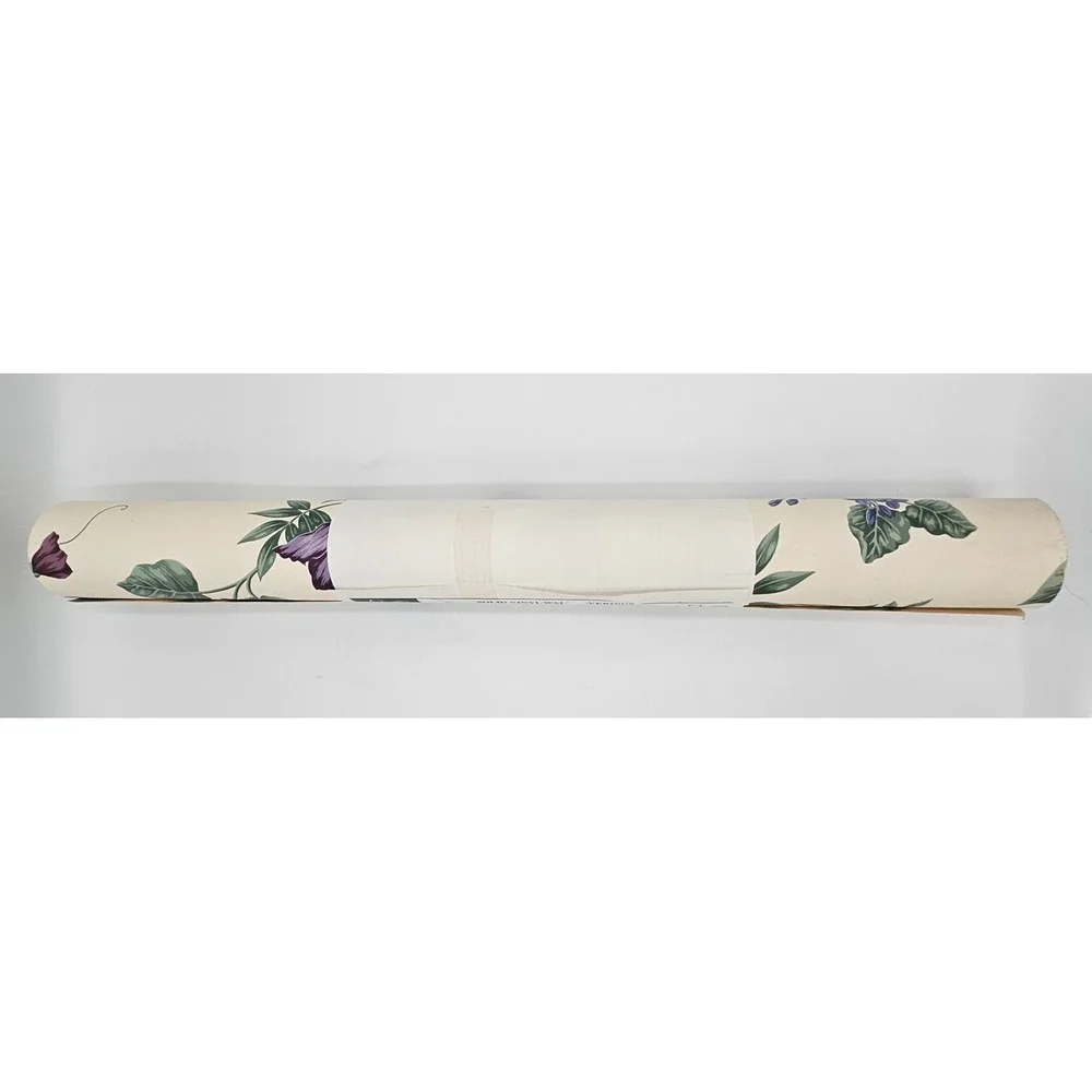 Vintage Wallquest Wallpaper Roll NS31307 Floral Vinyl Wallcovering Purple Yellow